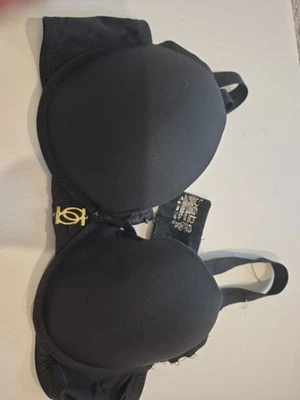 Bebe Women's Bra 38 CPadded Pushup Plunge Adjustable Straps Underwire Black - Image 1 of 4