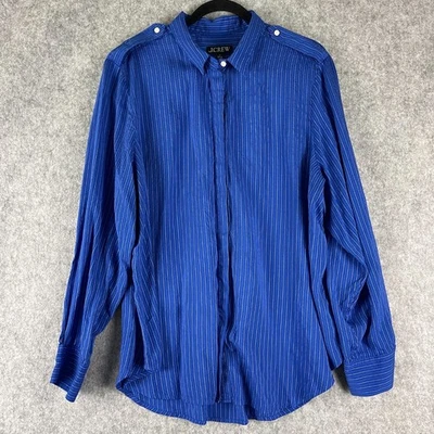 J Crew Textured Drapey Button Up Shirt Womens 2X Blue Striped Lightweight - Image 1 of 4