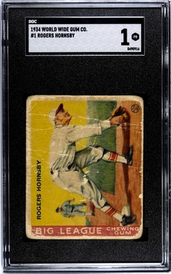 1934 WWG Goudey Rogers Hornsby #1 - SGC 1 ¡MUY RARO! Foto 1 de 4