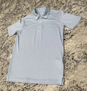 Class Club Drifit Polo Blue White Striped Shirt Boys 10/12 - Picture 1 of 5