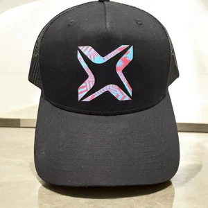 Seltene Richardson Truckermütze schwarz Mesh Snapback buntes X-Logo - Bild 1 von 8