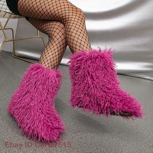 Mujeres Invierno Imitación Piel de Mongolia Piel de Oveja Nieve Cálidas Botines Planos Moda - Imagen 1 de 33