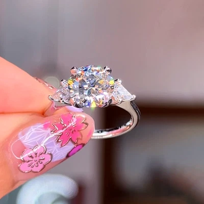 Anillo de platino para laboratorio de bodas cultivado redondo diamante certificado IGI PT950 de 2,5 quilates Foto 1 de 4