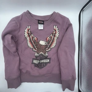 Harley-Davidson Eagle Graphic Pullover Crewneck Sweatshirt Top Kids Size 7/8 - Picture 1 of 6