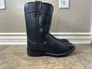 Justin Basics Mens Boots 8D JB3000 Black Western Cowboy Pull On Leather - Picture 1 of 9