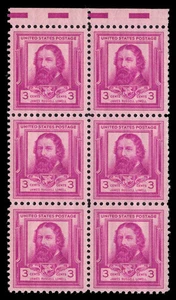 US Scott # 866, James Russell Lowell, Block of (6) 1940 3¢ Stamps, MNH - Picture 1 of 1