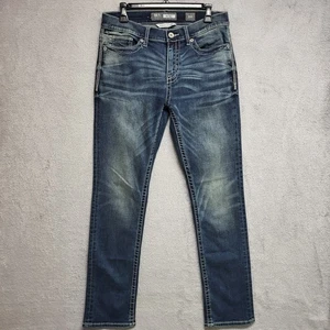 BKE Alec Jeans Herren 31x32 Blau Straight Leg Dark Wash Denim Low Rise Whiskered - Bild 1 von 12
