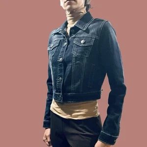 Chaqueta de Jean Earl Jean Denim Retro Clásica Hipster Gótica Emo Lavado Oscuro Recortada XS - Imagen 1 de 5
