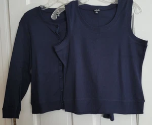 Cardigan e canottiere donna Rafaella in maglia manica 3/4 2 pezzi. Blu Navy Medium - Foto 1 di 5