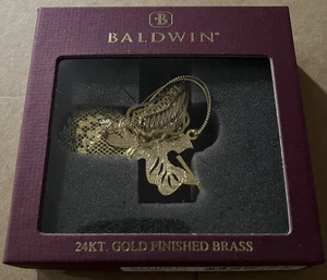 Baldwin Decorazione Natalizia in Ottone ANGELO ANNUNCIATORE CON 24 Kt. Ottone rifinito oro - Foto 1 di 4