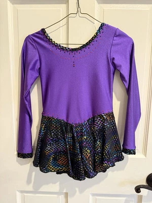Girls Figure Skating Dress, Swarovski Crystals, Size Child M (10/12) - Image 1 of 4