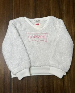 Levi’s White Teddy Pullover Sweater Girls Size 24M - Picture 1 of 3
