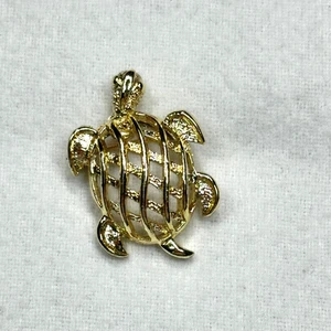 Brooch Gerry's Signed Gold Tone Textured Open Metal Work Turtle Tortoise Vintage - Bild 1 von 4