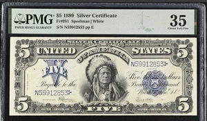 1899 $5 ‘Chief’ U.S. Silver Certificate PMG VF 35 Fr# 281 U.S. Large Note - Picture 1 of 2