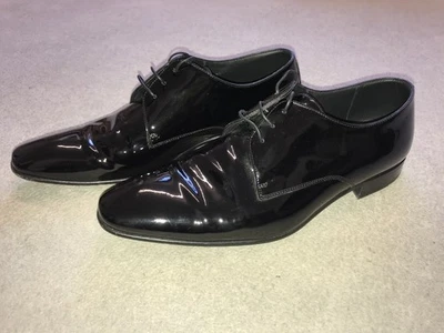 HUGO BOSS - Mens BLACK PATENT LEATHER SHOES - UK Size 10 - WORN ONCE - STUNNING - Image 1 of 4