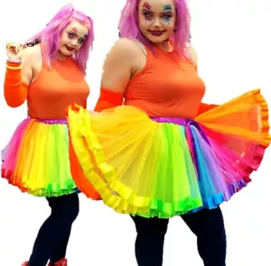 CLOWN TUTU FANCY DRESS RAINBOW PRIDE COSTUME PARTY WOMENS LADIES SKIRT UNICORN - Picture 1 of 1