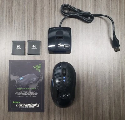 Logitech G7 Cordless Black Mouse + USB Battery Charger + 2 Batteries * No Dongle - Image 1 of 4