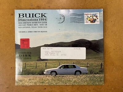 Buick Dimensions 1994 Mailer DOS Computer Disk NEW Sealed Brochure GM PROMO #22K - Image 1 of 2