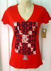 Arizona Wildcats Womens Juniors T Shirt Size Small 3/5 V Neck Criss Cross Logo
