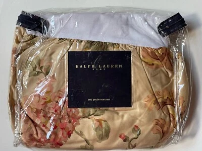 ¡NUEVO! RARO Ralph Lauren *Falda cama reina neutra Sussex Gardens satén FLORAL Foto 1 de 4