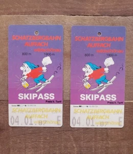 Juego de 2 - 1987 pase de esquí - Schatzbergbahn Auffach Wildschonau - Austria - Imagen 1 de 4