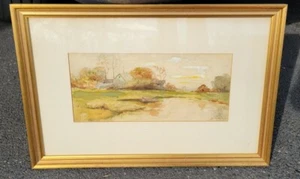 Watercolor Of Countryside In spring Signed Bessie Mess 1906 - Picture 1 of 9