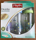 Vintage Playtex Drop In Baby Bottles Three 8 oz Yellow Green Blue New In Box