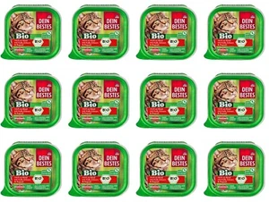 12 x 100g | Dein Bestes Nassfutter Katze Bio Rind, Kalb & Erbsen - Bild 1 von 1