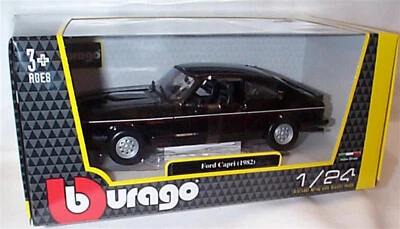 Ford Capri MK3 2.8i 1982 negro escala 1:24 diecast coche burago nuevo en caja Foto 1 de 2