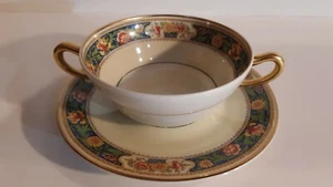 Antique Limoges “La Cloche” TRESSEMANES VOGT T&V 2 HANDLED CUP & SAUCER DEF - Picture 1 of 6