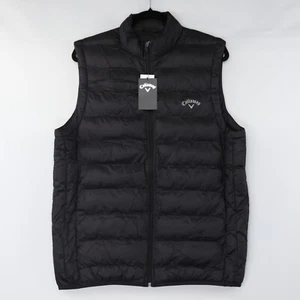 Callaway Mens Golf Vest Quilted Puffer Full Zip Pocket Lined Caviar Black Sz NWT - Picture 1 of 52