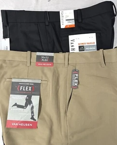 Hombres Nuevos Pantalones de Vestir Van Heusen Frente Plano Calce Recto Sin Planchar-Elección Talla/Color - Imagen 1 de 5