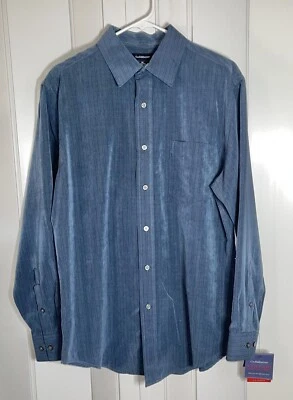 Camisa Croft & Barrow Para Hombres Manga Larga Mediana Azul Abotonada Fácil Cuidado Nueva con Etiquetas Foto 1 de 4
