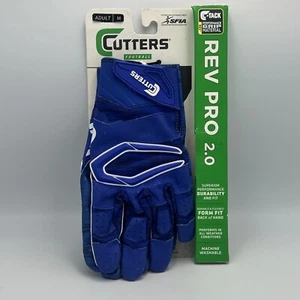 New Cutters Men's Medium Rev Pro 2.0 Receiver Gloves Royal / Camo $44.99 MRSP - Picture 1 of 2
