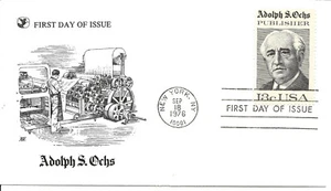 US Scott #1700, First Day Cover 9/18/76 New York Single Adolph Ochs - Picture 1 of 1