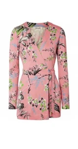 DIANE VON FURSTENBERG Floral Wrap Print V-Neck Shorts Playsuit Romper - Picture 1 of 6