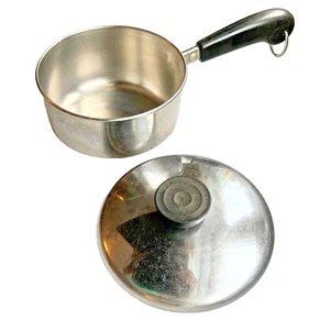 VINTAGE REVERE WARE 1801 COPPER BOTTOM 1 QT SAUCEPAN POT WITH LID ROME NY - Picture 1 of 11