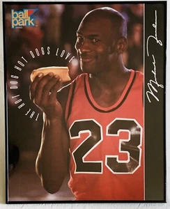 1993 BALL PARK Hot Dog HOT DOGS LOVE MICHAEL JORDAN Advertising Poster Framed - Picture 1 of 12