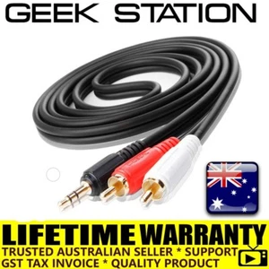 Premium Stereo Audio 3.5mm Aux Jack to 2 RCA M/M Y Cable Gold Plated 1.5m - Picture 1 of 4