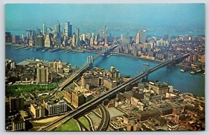 Cartolina vintage skyline vista aerea skyline New York City - Foto 1 di 2