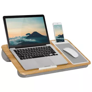 Home Office Lap Desk mit Geräteleiste, Mauspad und Telefonhalter - Eichenholzgr - Bild 1 von 6