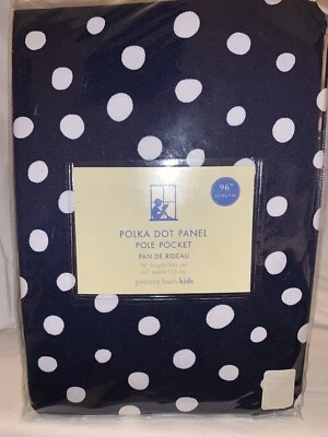 Pottery Barn Kids Polka Dot Window Curtains Drapes Panels 44x96 BLUE Pole Pocket - Image 1 of 2