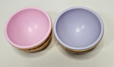 Vintage Avon Sweet Scoops Ice Cream Cone Bowls set of 2. Pink (1) Purple (1) - Image 1 of 3