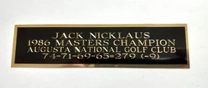 Placa de identificación Jack Nicklaus 1986 Masters Champ para vitrina de club de golf 1,5 X 8" - Imagen 1 de 12