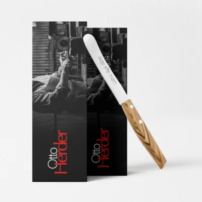 Otto Herder Buckelsmesser Solingen rostfrei, Frühstücksmesser 22,2 cm,Olivenholz - Bild 1 von 4