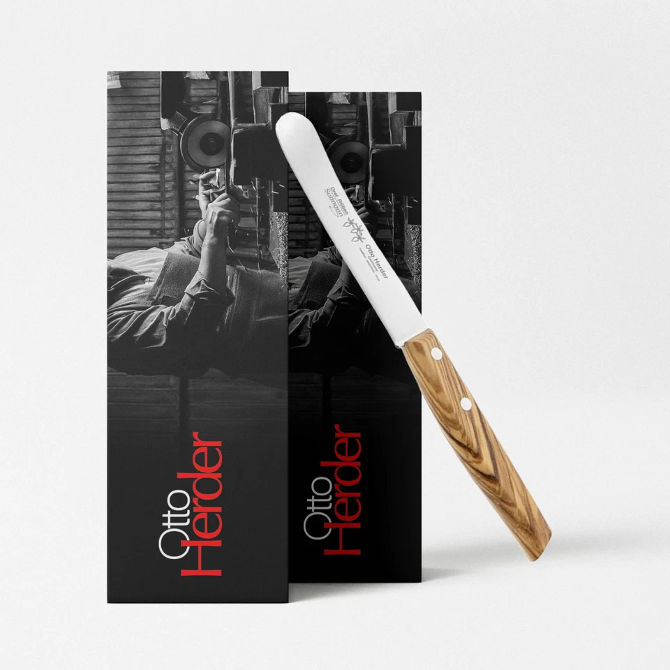 Otto Herder Buckelsmesser Solingen rostfrei, Frühstücksmesser 22,2 cm,Olivenholz - Bild 1 von 4