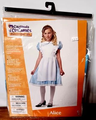 California 服装 Alice In Wonderland 儿童 XS 码 4-6 蓝色礼服服装 — 第 1/3 张图片