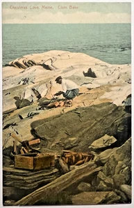 Seltene WEIHNACHTSBUCHT South Bristol MAINE MUSCHEL BACKEN 1913 Postkarte Lincoln Co. G3 - Bild 1 von 5