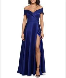 XSCAPE Women's Off-The-Shoulder Sweetheart Gown, NAVY, SIZE-2 - Picture 1 of 1