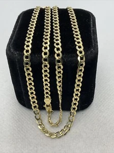 BEAUTIFUL Solid 14K Yellow Gold Diamond Cut CUBAN CURB Chain Necklace 4.7gr. - Picture 1 of 15